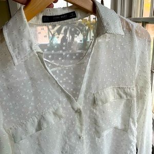Zara Sheer Button Up Blouse, XS
